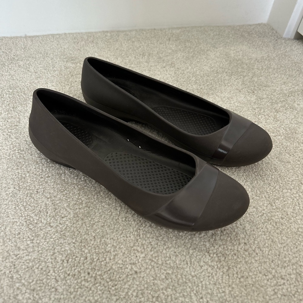 Crocs Gianna Brown Flats Ballerina Slip on Shoes Sz 9 Women's